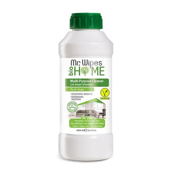 Mr. Wipes Konsantre Çok Amaçlı Temizleyici Saf Sabun Kokulu 1000 mlÜrün Kodu 1001589 Mr. Wipes Çok Amaçlı Temizleyici Saf Sabun Kokulu özel formülü ile koltuklar, halılar, mutfak, banyo, mermer, fayans ve çamaşırlarda inatçı lekeleri kolayca yok eder. Güçlendirilmiş formülü ile kir, yağ ve leke çözmede üstün performans. Uzun süre kalıcı, temiz ve ferah koku. Vegan Formül. Ürün Boyutu: 1000 ml