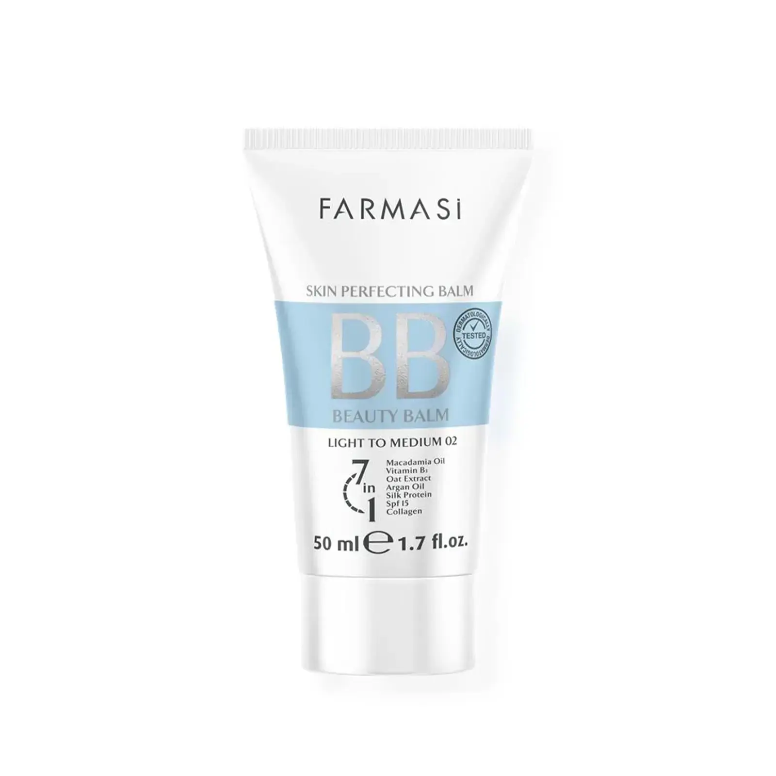 FARMASİ BB Krem - 02 Light to Medium 50 mlÜrün Kodu 1104058 Doğal ve taze bir cilt görünümü sağlar. Cilt tonu eşitsizliklerini giderir, nemlendirir. Spf 15 ile zararlı güneş ışınlarına karşı koruma sağlar. Mat bitişiyle gözenekleri tıkamadan kusursuz kapatıcılık sağlar. Ürün Boyutu: 50 ml