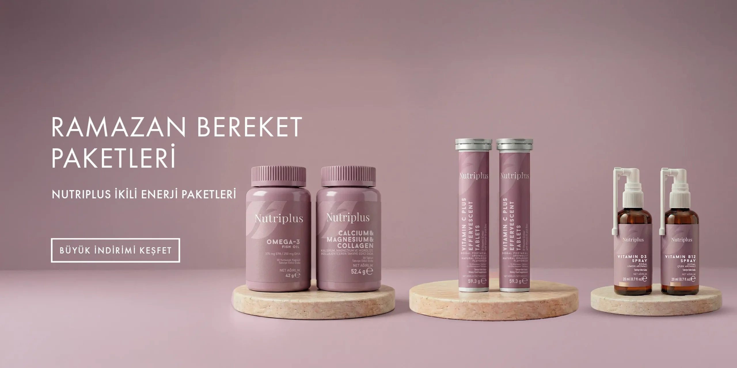 armasi Nutriplus İkili Enerji Paketi - Omega 3 + Kalsiyum, Magnezyum & Kolajen Ürün Kodu PK84023Ramazan’da hem içten hem dıştan güçlen! Omega 3 ile kalp ve beyin sağlığına destek olurken, Kalsiyum-Magnezyum-Kolajen kombinasyonu kemik, kas ve eklem sağlığını destekler. Kalp & beyin sağlığı, güçlü kemikler, kas & eklem desteği isteyenler için idealdir. 
Ramazan’da hem içten hem dıştan güçlen!Omega 3 ile kalp ve beyin sağlığına destek olurken, Kalsiyum-Magnezyum-Kolajen kombinasyonu kemik, kas ve eklem sağlığını destekler. Kalp & beyin sağlığı, güçlü kemikler, kas & eklem desteği isteyenler için idealdir.